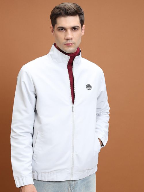 HIGHLANDER Men White Solid Bomber Jacket
