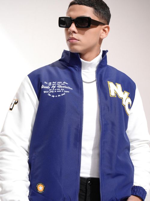 Buy HIGHLANDER Men Blue Graphic Bomber Jacket Online