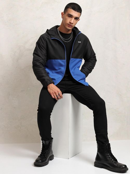 HIGHLANDER Men Blue Colorblock Bomber Jacket