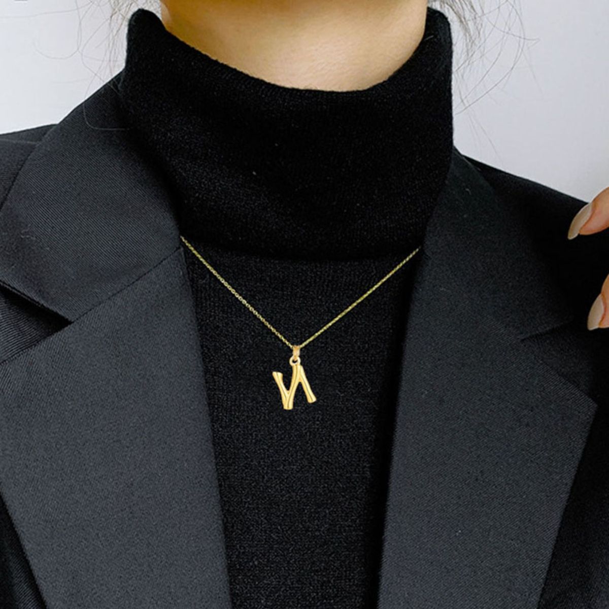 Charlie & Co. Jewelry | Gold Calligraphy Letter N Pendant | A-Z Pendants