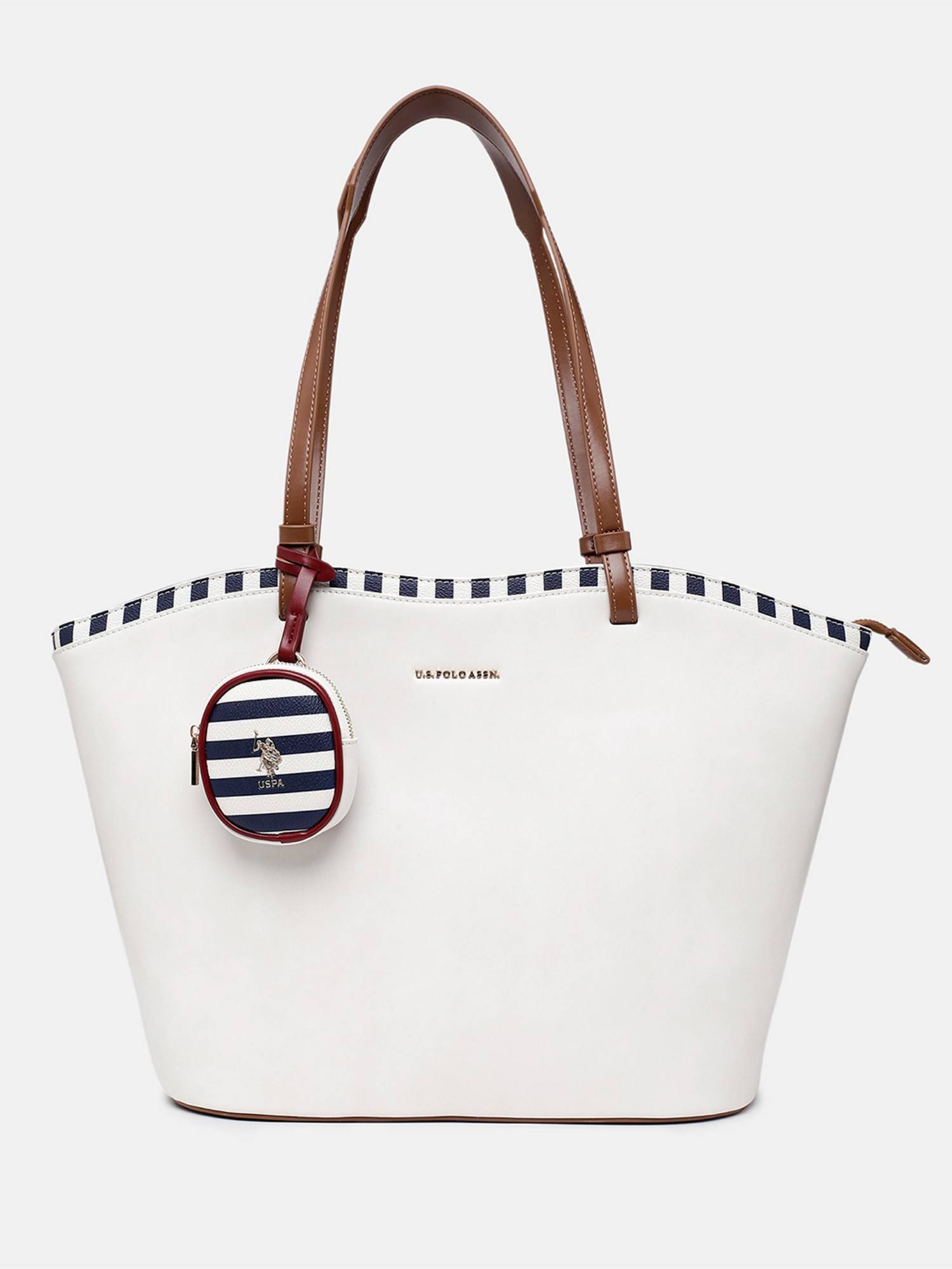 U.S. POLO ASSN. Women Celia Off White Tote Bag (L)