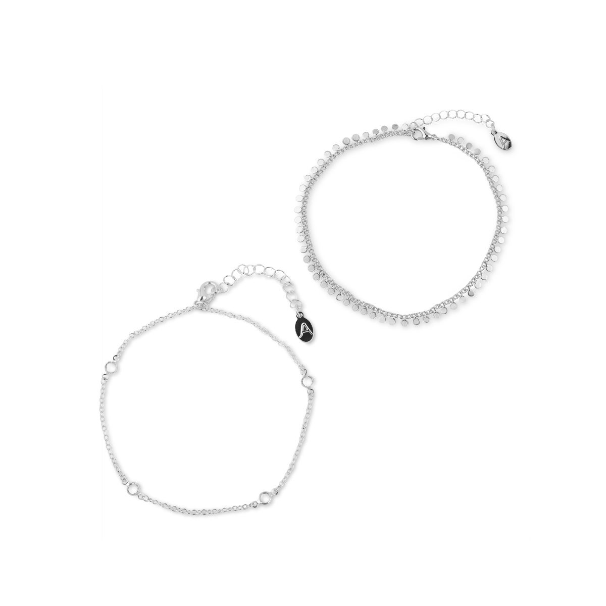 Buy Accessorize London Women's Silver Sparkle & Disc Anklets Online