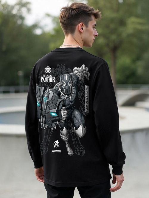 Buy Bewakoof Official Marvel Men's Black Panther Graphic Printed