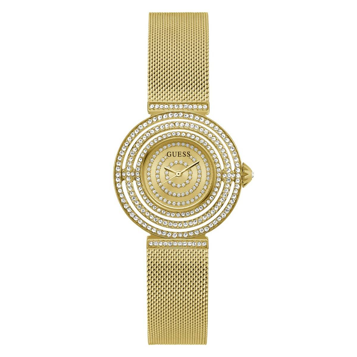 Guess Women Champagne Round Stainless Steel Dial Analog Watch-GW0550L2