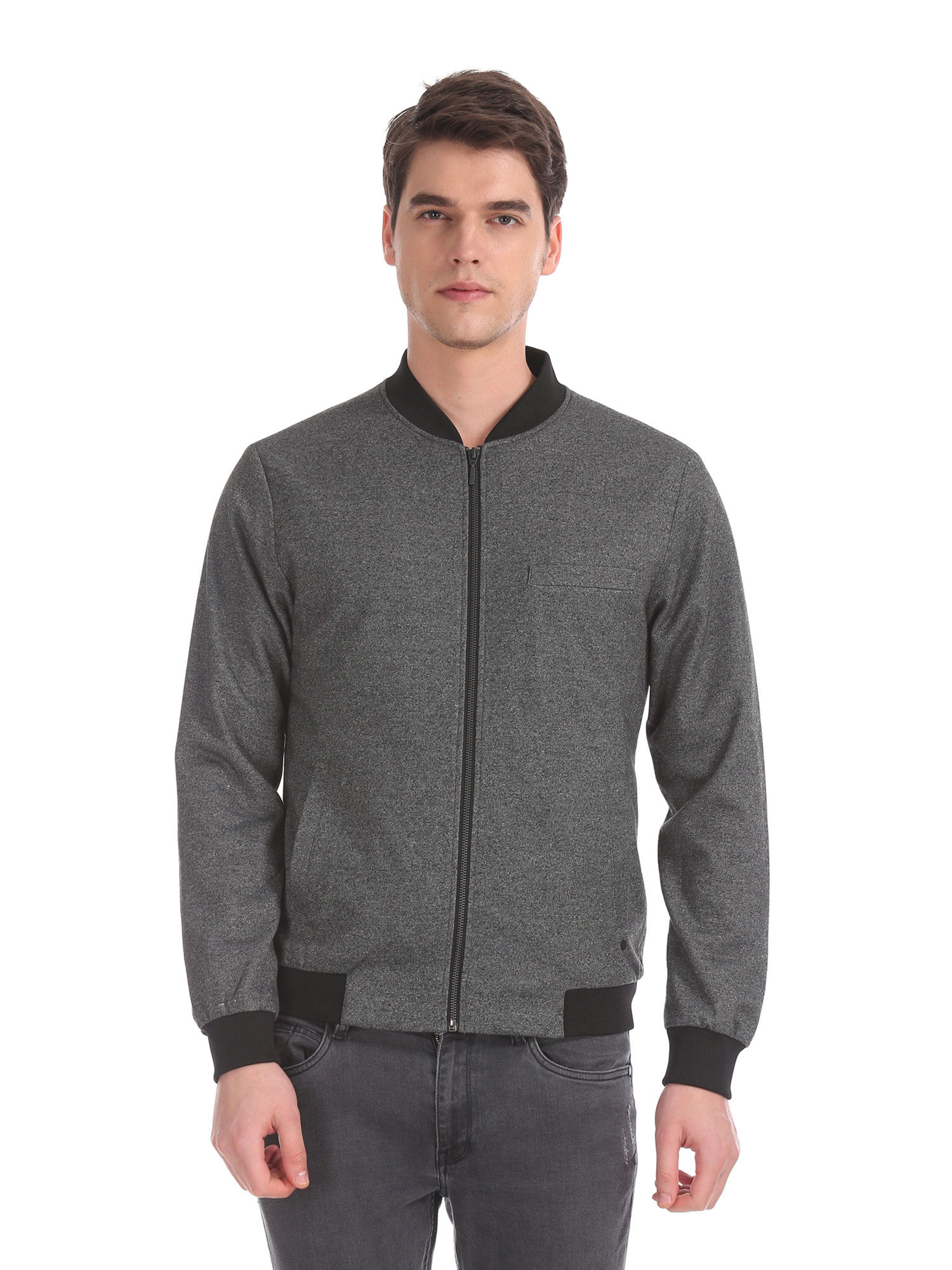 Arrow Newyork Grey Heathered Bomber 