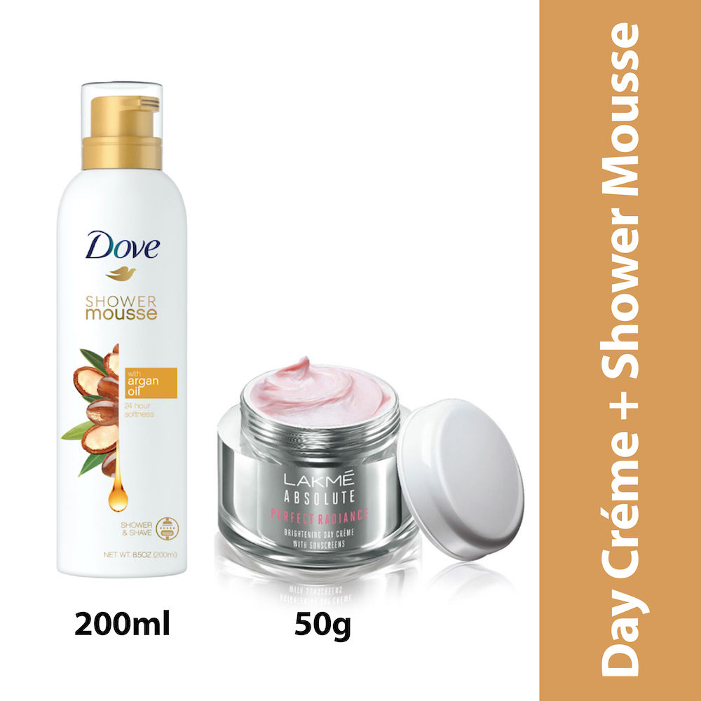 Lakme Perfect Radiance Day Cream & Dove Shower Mousse Argan Oil Combo