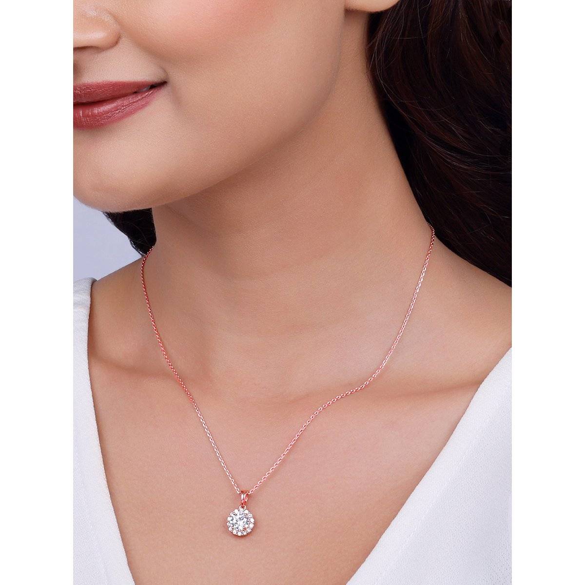 GIVA 925 Silver White Eve Beauty Pendant with Link Chain