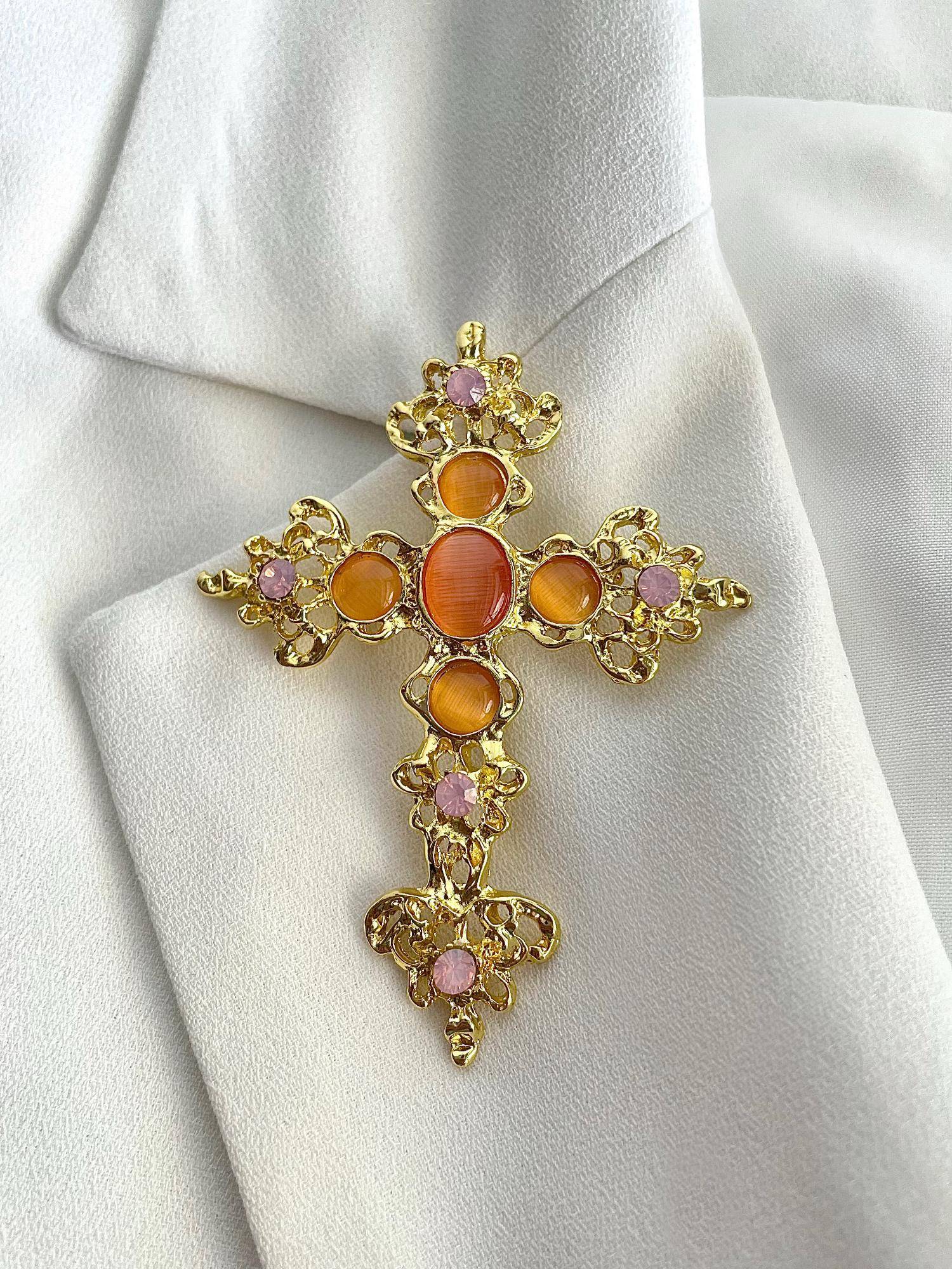 AMOSSH Cross Studded Brooch