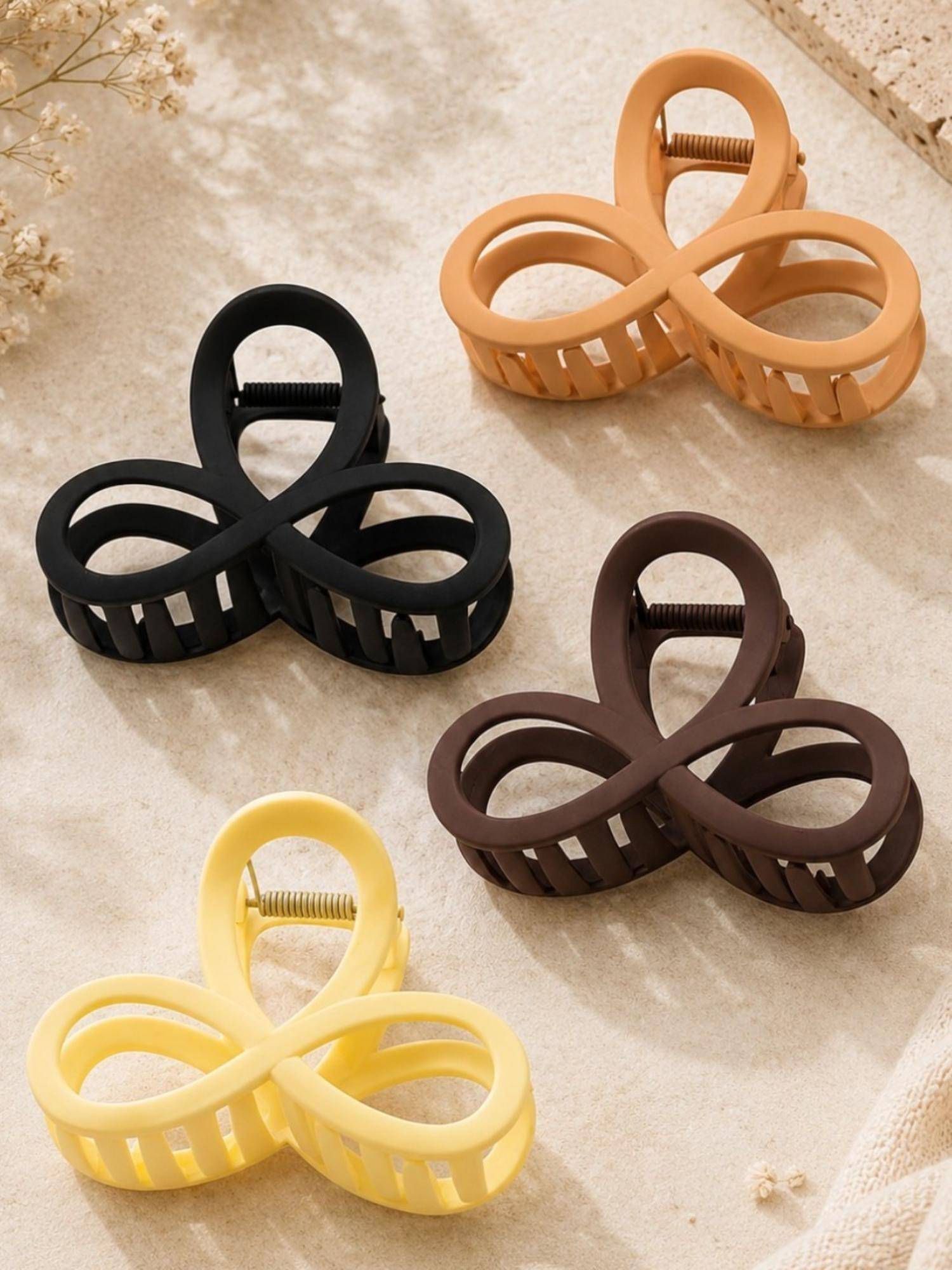 Fabula Multi-Color Hair Claw Clip - Floral Shape Stylish Latest (Pack of 4)