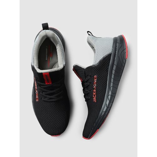 Buy Jack Jones Black Mesh Mid-Top Lace-Up Sneakers Online