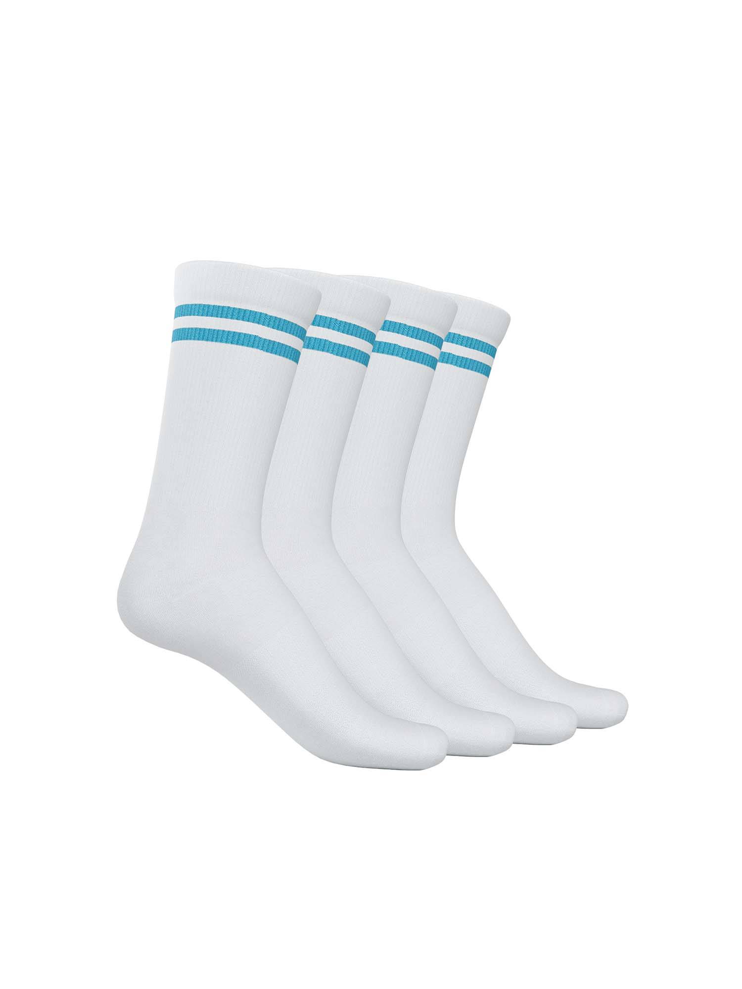 TalkingSox Unisex Stripes White Socks (Pack of 4)