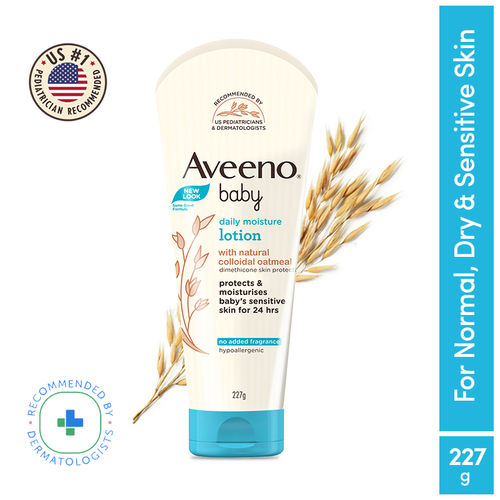 Aveeno Baby Daily Moisture Lotion Oatmeal Face Body Moisturizer for  Dry, Itchy Sensitive Skin
