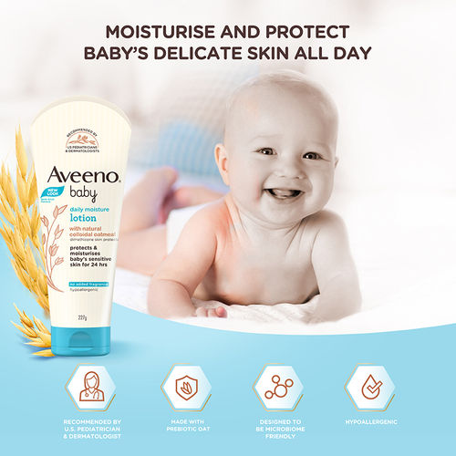 Aveeno Baby Daily Moisture Lotion Oatmeal Face Body Moisturizer for  Dry, Itchy Sensitive Skin