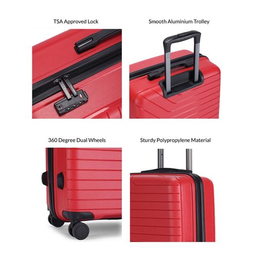 CARRIALL Red trolley luggage with spinner wheels and TSA combination Lock