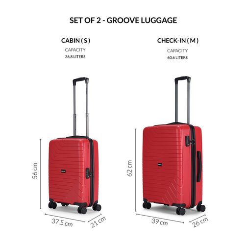 CARRIALL Red trolley Bag Small and Medium (Set of 2)