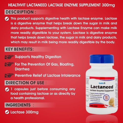 Healthvit Lactaneed Lactase Enzyme Supplement 300mg Capsules For Lactose Intolerance Buy Healthvit Lactaneed Lactase Enzyme Supplement 300mg Capsules For Lactose Intolerance Online At Best Price In India Nykaa