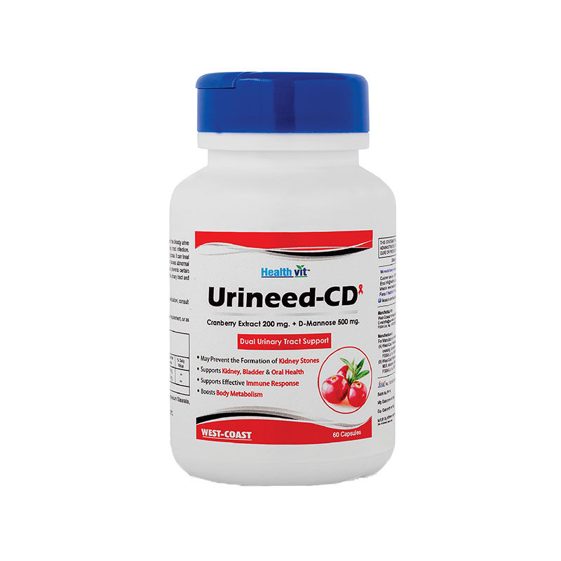 HealthVit Urineed-CD Cranberry Extract 200mg + D-Mannose 500mg 60 Capsules