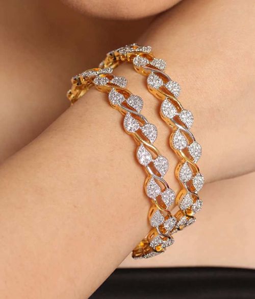 Youbella Jewellery American Diamond Gold Plated Bangles