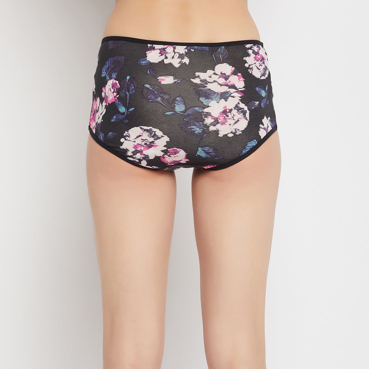 Clovia High Waist Floral Print Hipster Panty In Black Cotton Buy Clovia High Waist Floral 4462