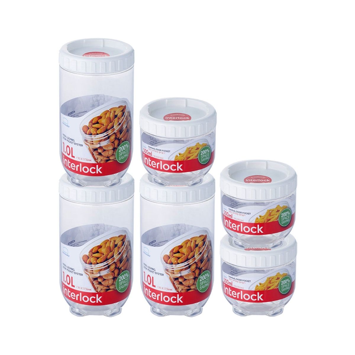 Lock & Lock Interlock Refrigerator Food Storage Containers (Set of 6