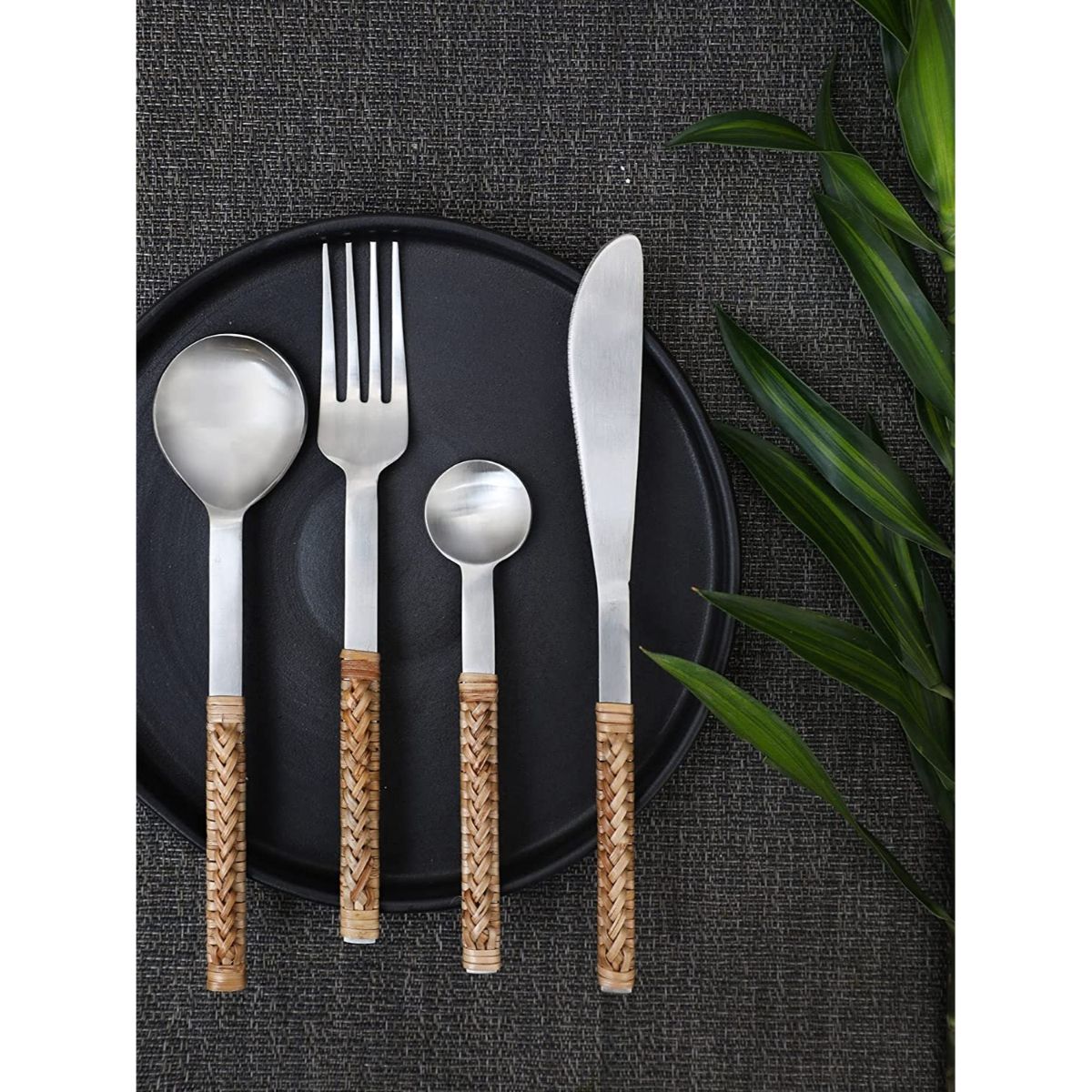 Feather Your Nest Home Decor Wood & Steel CalamusRattan Dinning Set6