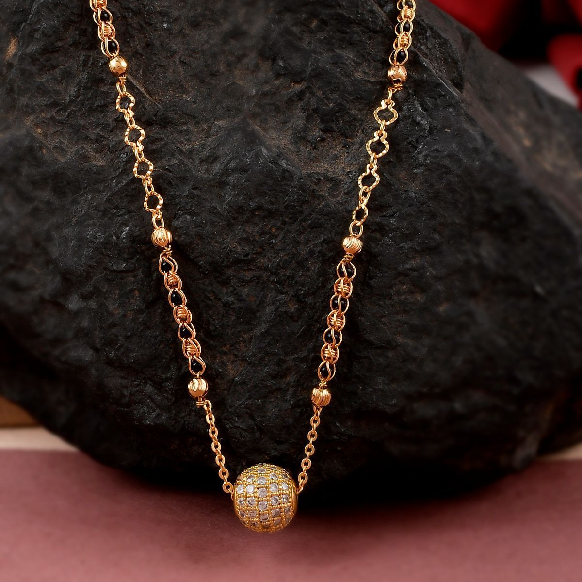 Mangalsutra with white deals stone ball