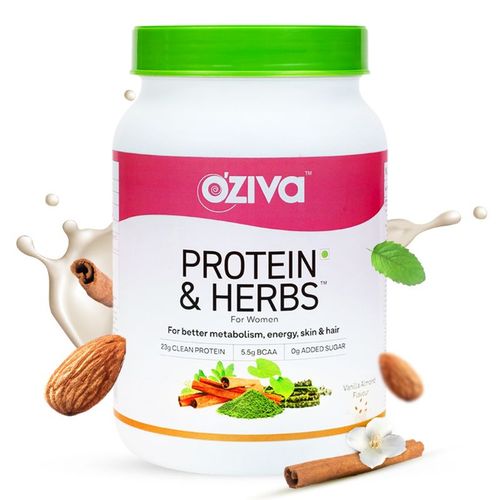 OZiva Protein & Herbs for Women with Multivitamins for Metabolism, Skin &  Hair (Vanilla Almond): Buy OZiva Protein & Herbs for Women with  Multivitamins for Metabolism, Skin & Hair (Vanilla Almond) Online