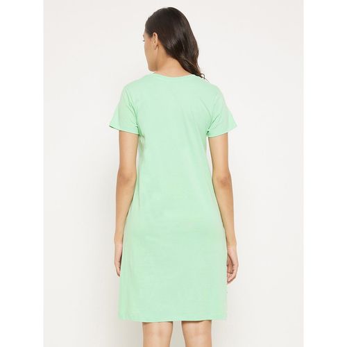 Buy Clovia Cotton Emoji Print Short Nightdress With Pocket-green Online Buy Clovia Cotton Emoji Print Short Nightdress With Pocket-green Online