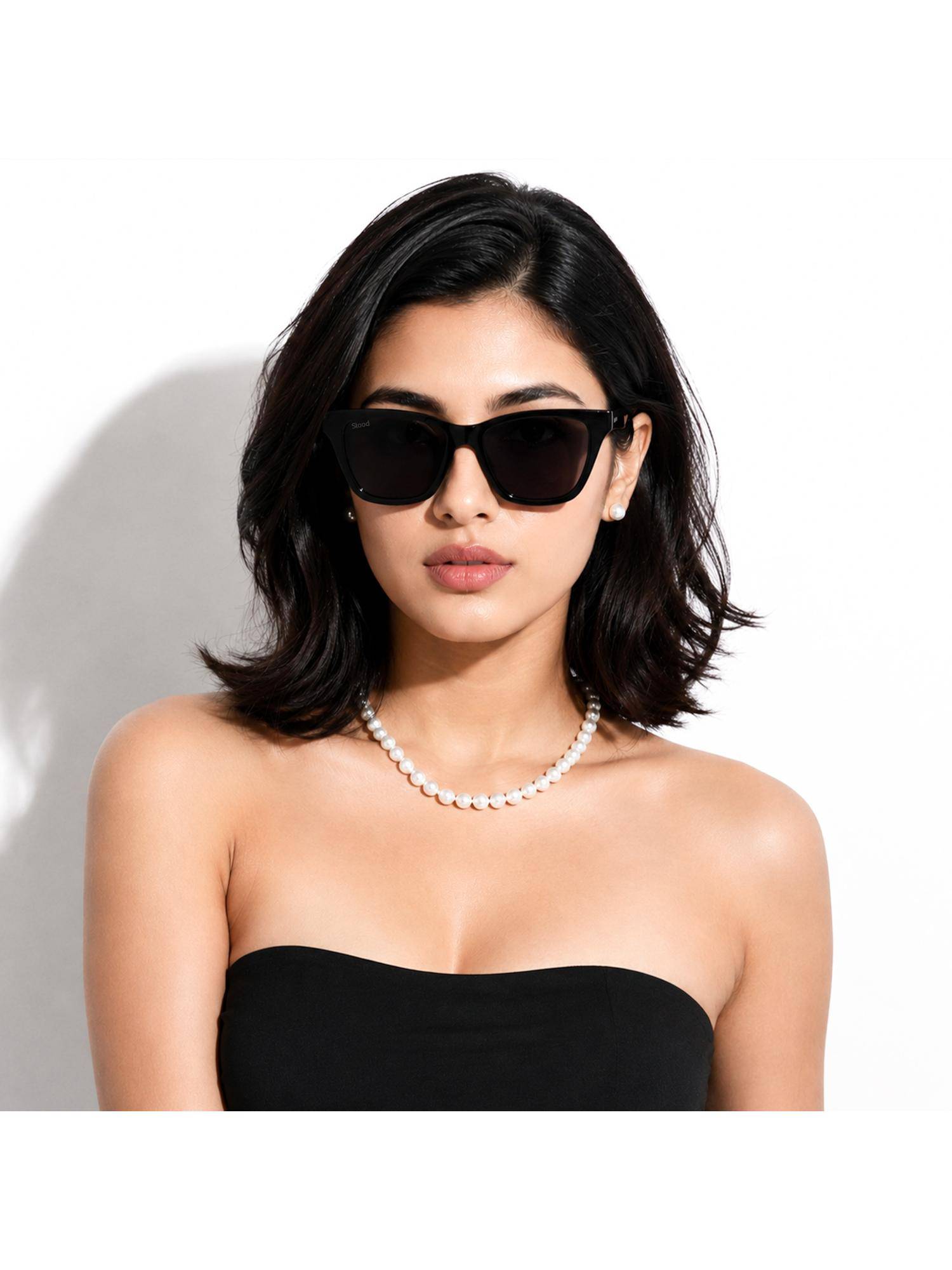 Stood Unisex UV Protected Black Lens Square Sunglasses (49)