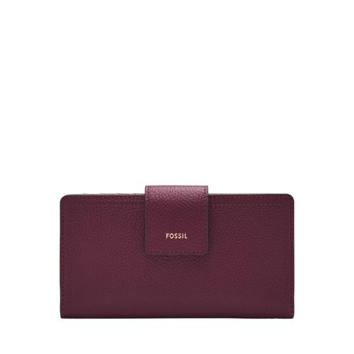 Fossil Logan Solid-Plain Purple Leather Wallet (S)