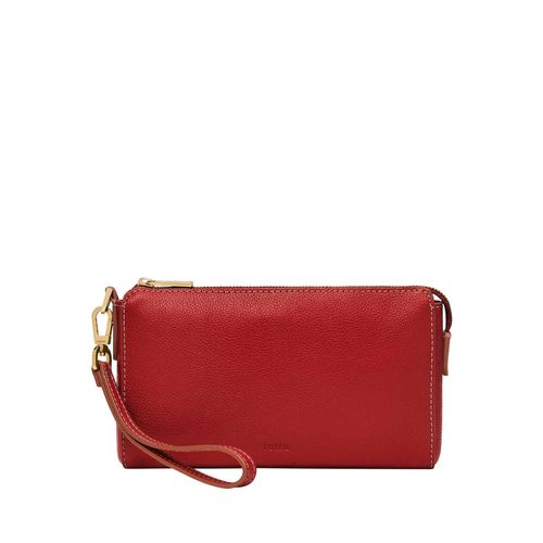 Clutch Fossil Pouch Wristlet Fossil Black Pebbled Leather Zip