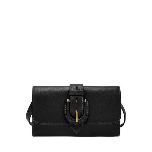 Buy Fossil Harwell Solid-Plain Black Leather Crossbody Bag (S) Online