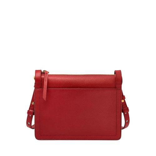 Buy Fossil Taryn Solid-Plain Red Leather Crossbody Bag (M) Online