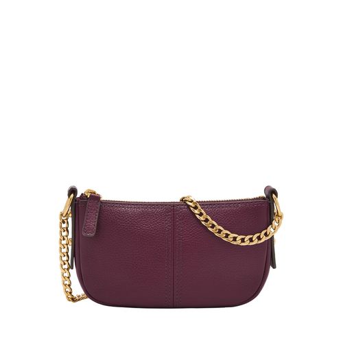 Fossil Jolie Solid-Plain Purple Leather Crossbody Bag (S)