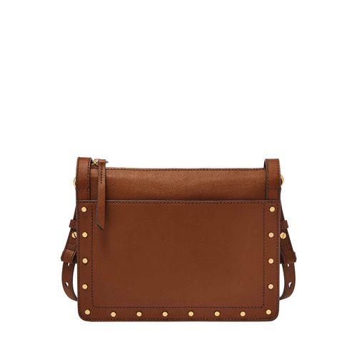 Buy Fossil Taryn Solid-Plain Brown Leather Crossbody Bag (M) Online