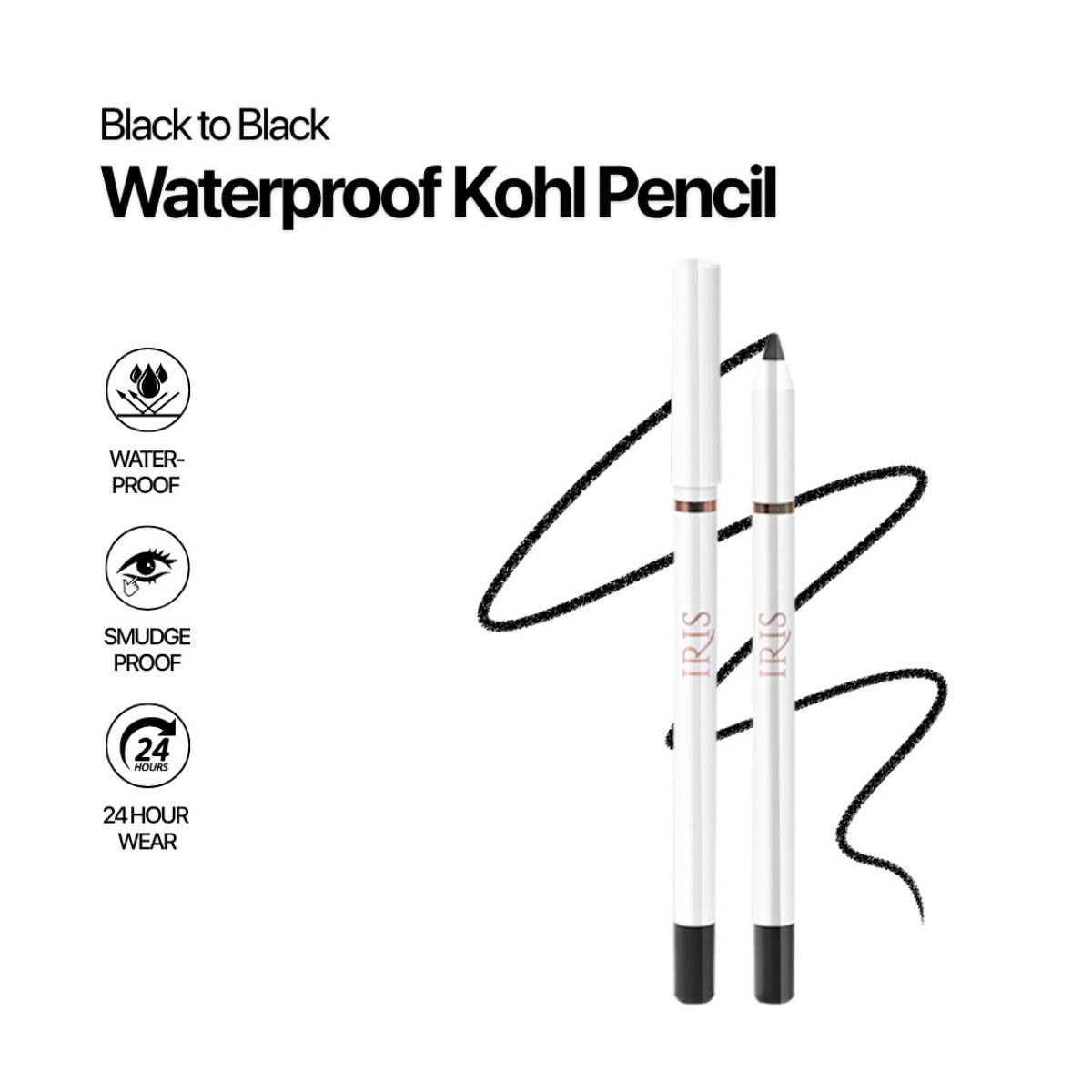 IRIS Cosmetics Back To Black Waterproof Kohl Kajal Pencil