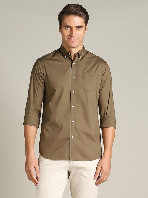 Buy Dockers Men Solid Green Classic Fit Shirt Online