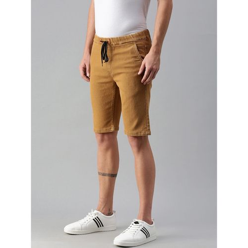 Urbano Fashion Men's Khaki Slim Fit Denim Jogger Shorts Stretchable
