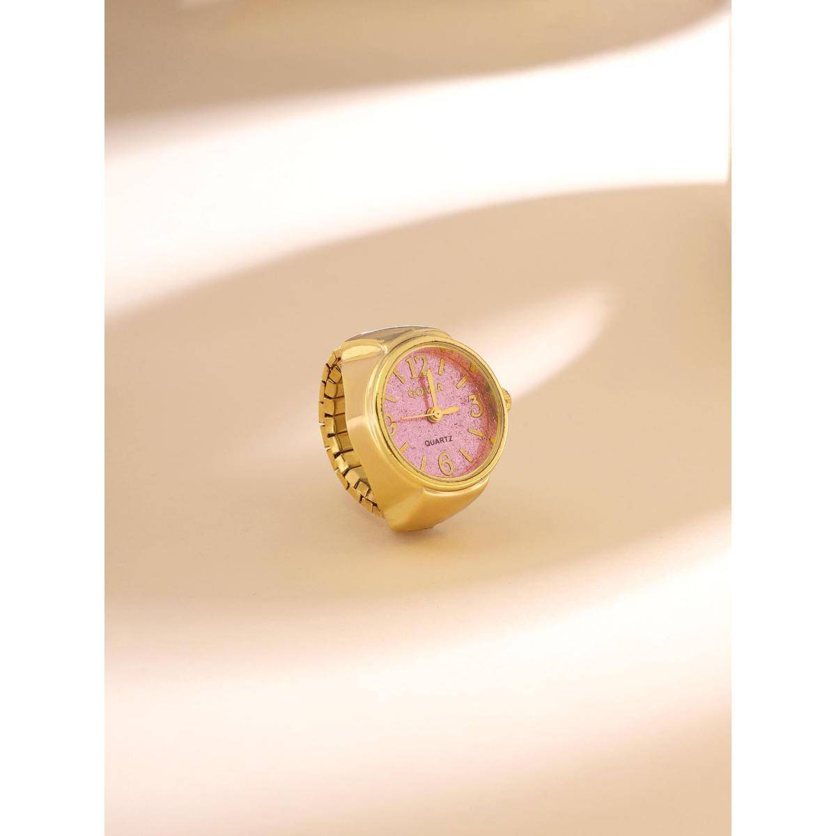 Yellow Chimes Womens Analog Watch Pink Dial Stretchable Ring