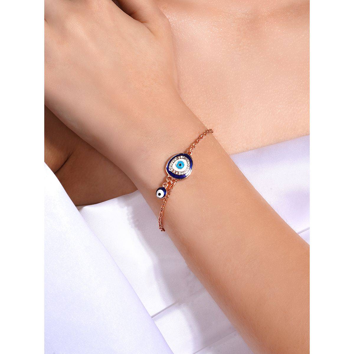 Joker and Witch Minimalist Blue Evil Eye Braceletfor Women