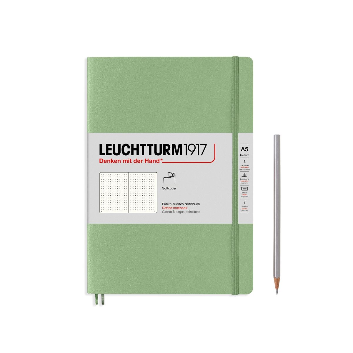 Leuchtturm1917 Muted Colours Medium A5-Size Soft Cover Notebook (Dotted) - Sage Green