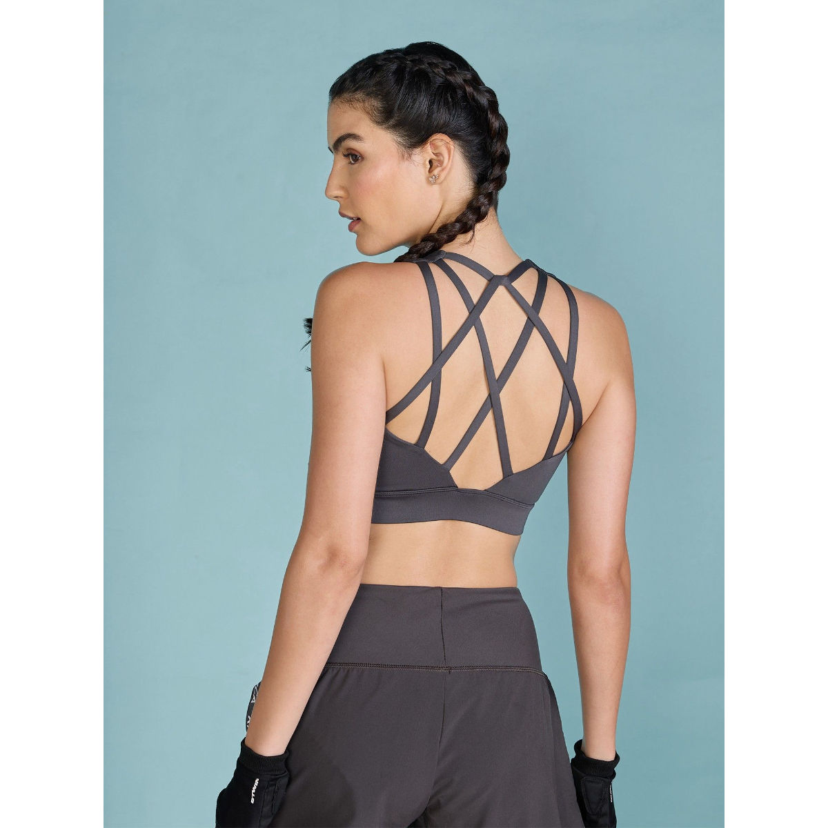 Women Fashionable Strappy Sports Bra with Removable Pads