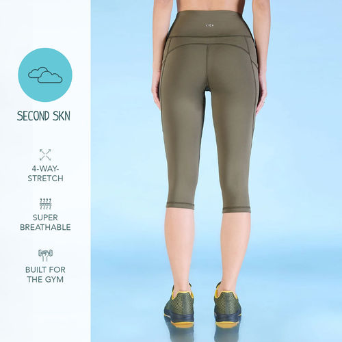 Kica High Waisted 3/4 Leggings in Second SKN Fabric With Pockets for Gym  and Training