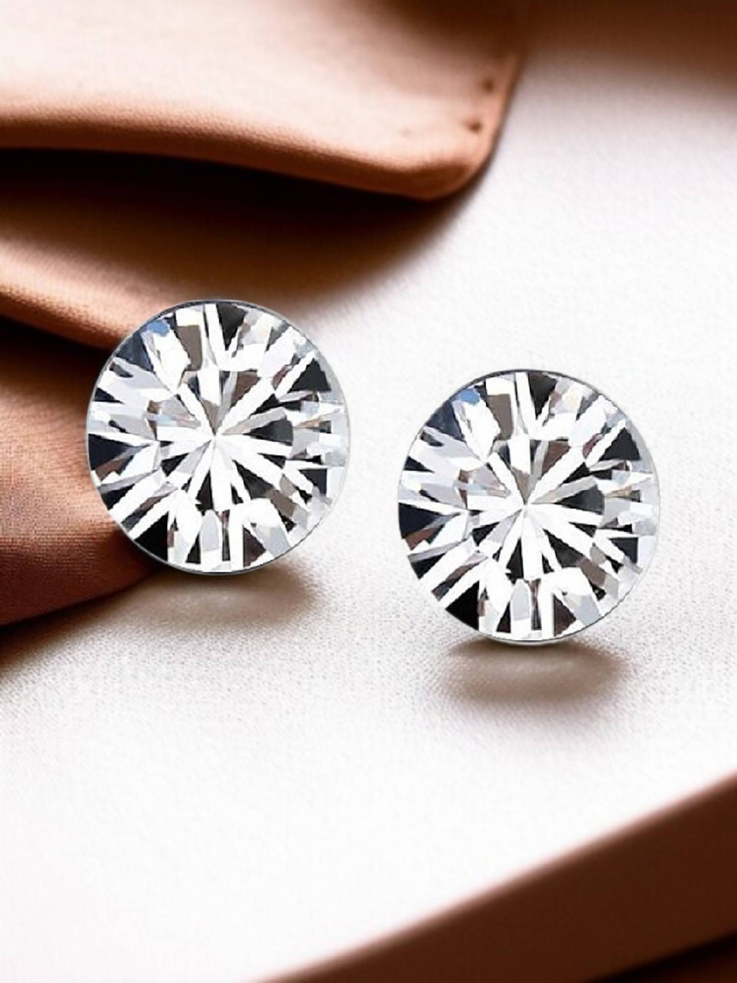 Fabula Pair Of Silver Stainless Steel Small Magnetic Non-piercing Stud Earrings For Men & Boys