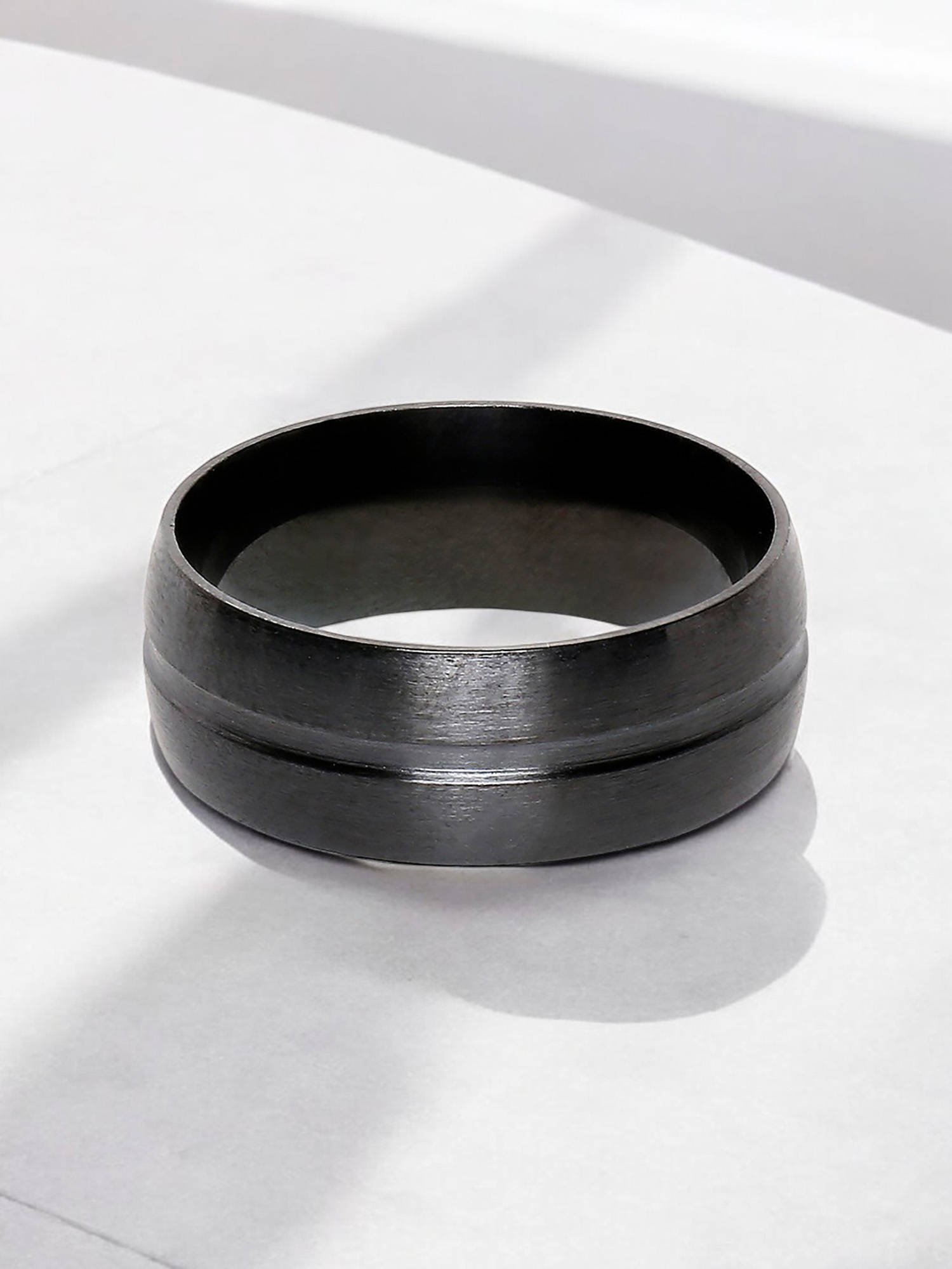 Fabula Black Titaninum Matte Finish Band Fashion Ring For Men & Boys