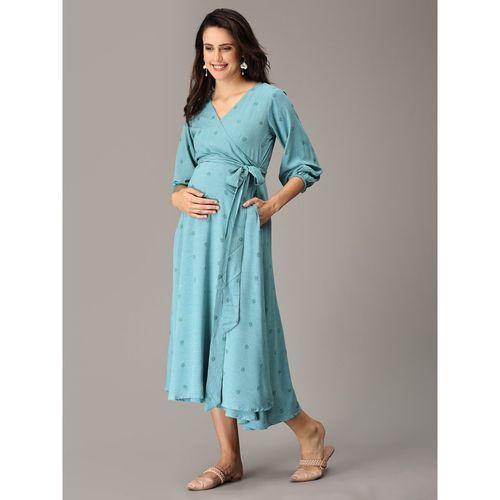 The Mom Store Teal Me About It Wrap Maternity Dress (Set of 2) (S)