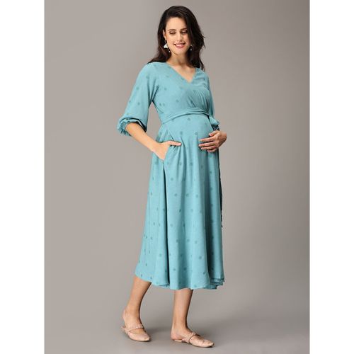 The Mom Store Teal Me About It Wrap Maternity Dress (Set of 2) (S)
