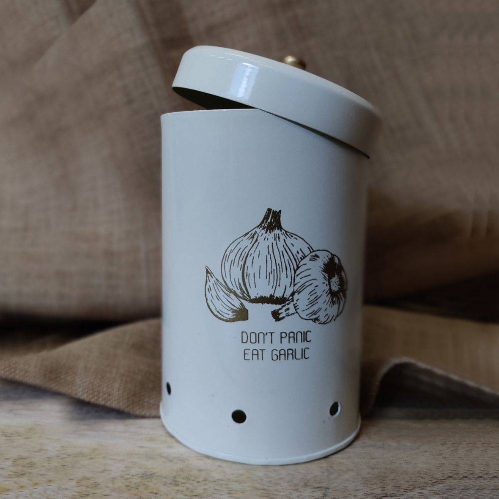 Living With Elan Country Garlic Storage Bin -Off White