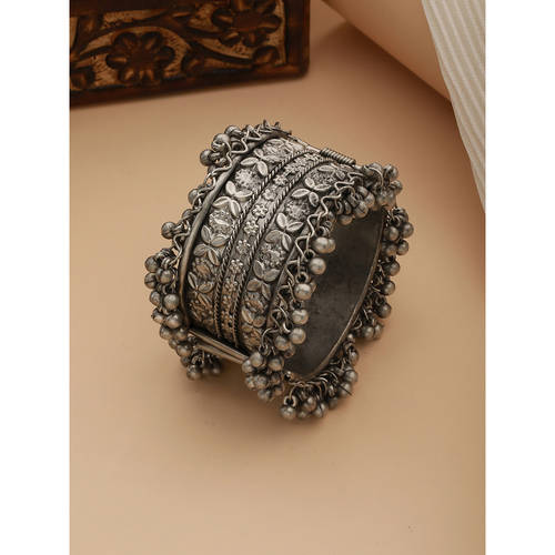 Bracelet Manchette Artisanale German Silver – Style Ethnique Indien, Gravé, Neuf
