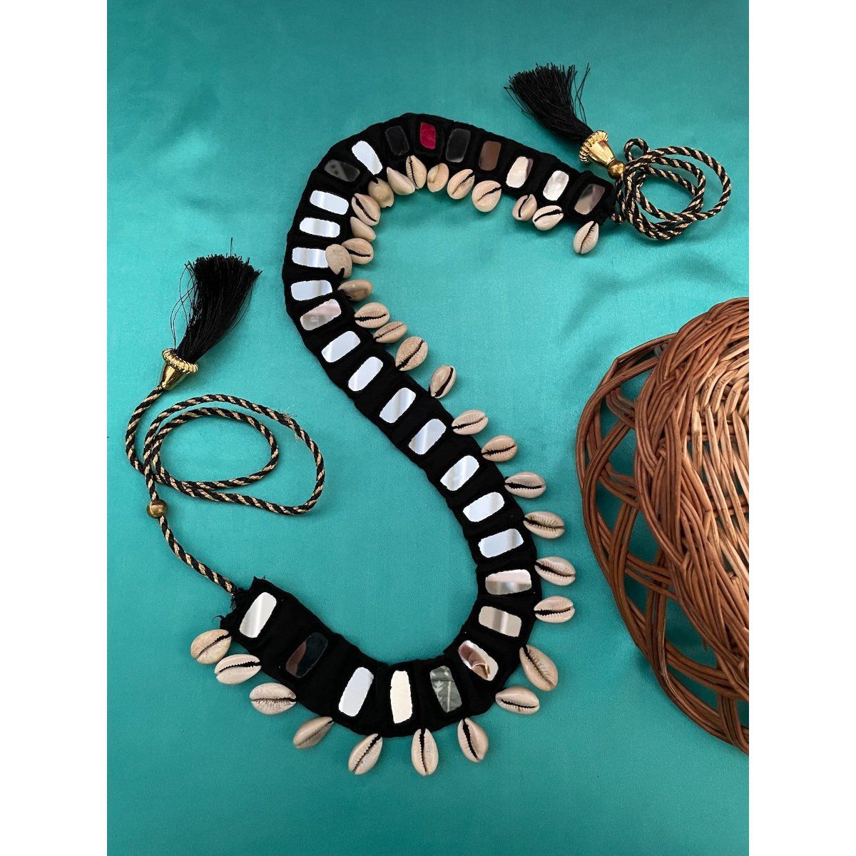 Buy Digital Dress Room Banjara Kamarbandh Fabric Black Color Mirror